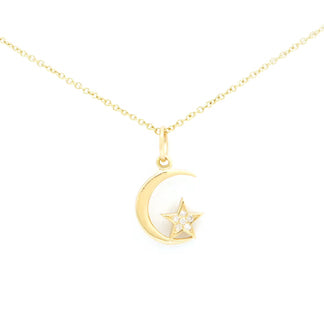 Star Moon Diamond Necklace