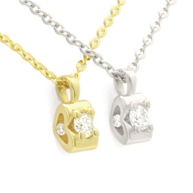 Tiny Heart Diamond Pendant Necklace