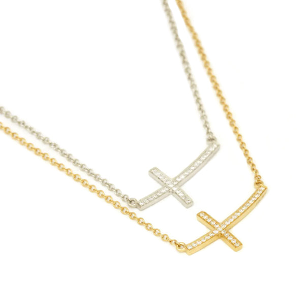 Fashionable Cross Diamond Necklace