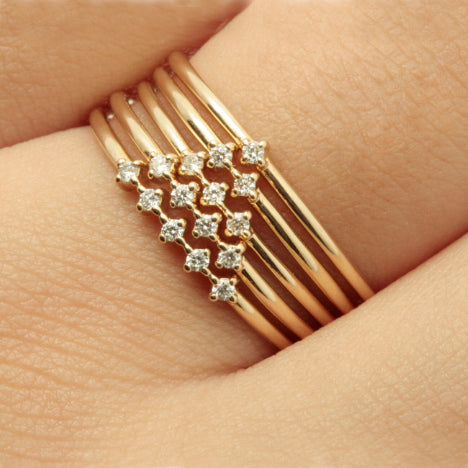 14K Yellow Gold Diamond Stackable Ring