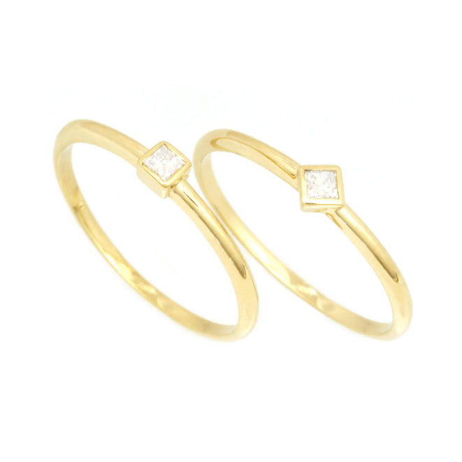 Solitaire Diamond Square Shape Ring