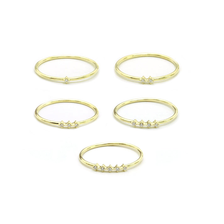 14K Yellow Gold Diamond Stackable Ring