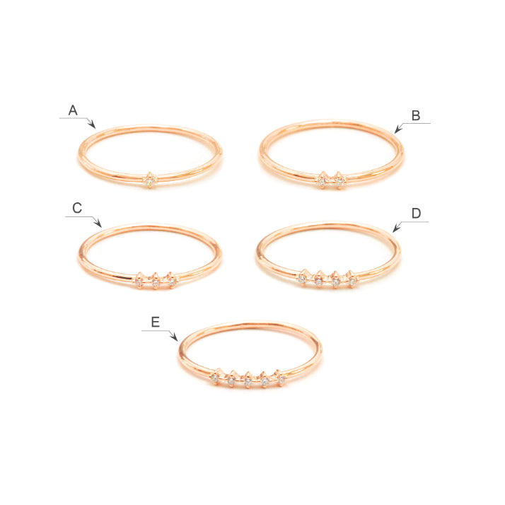 14K Rose Gold Diamond Stackable Ring