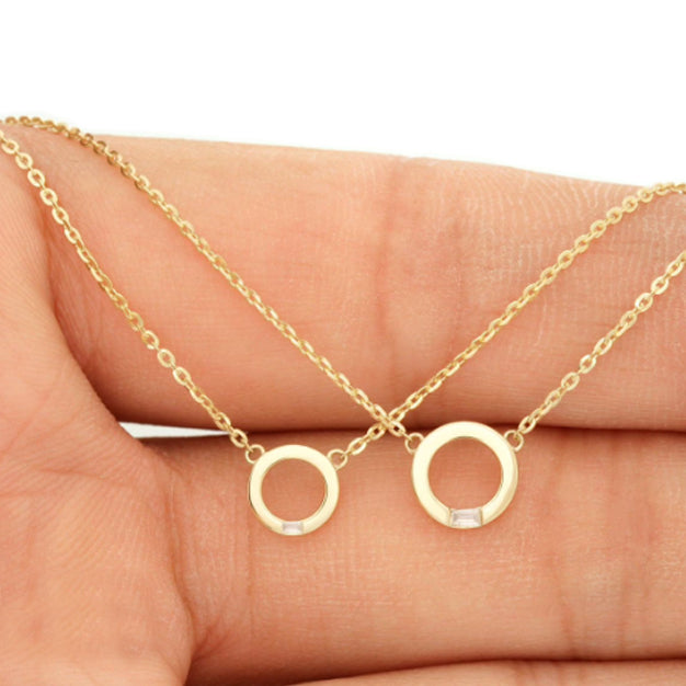 Circle Shape Baguette Diamond Necklace