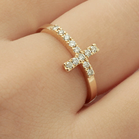 Cross Studded Diamond Ring