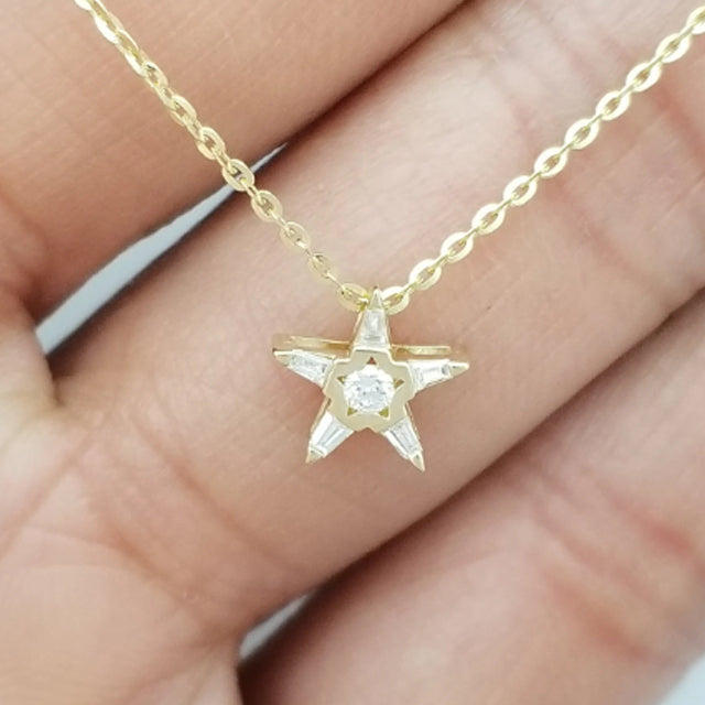 Baguette Diamond Star Necklace