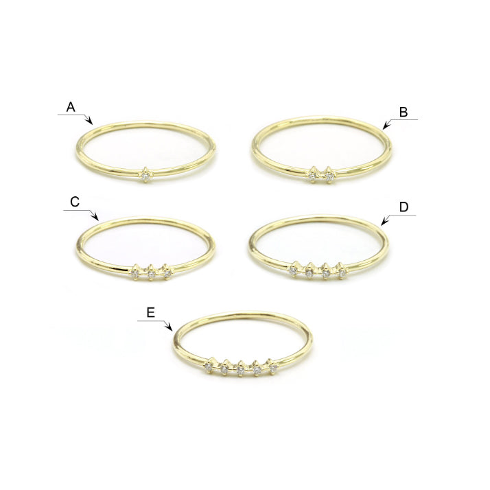 14K Yellow Gold Diamond Stackable Ring