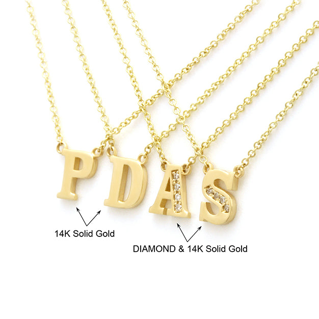 14k Gold Initial Necklace