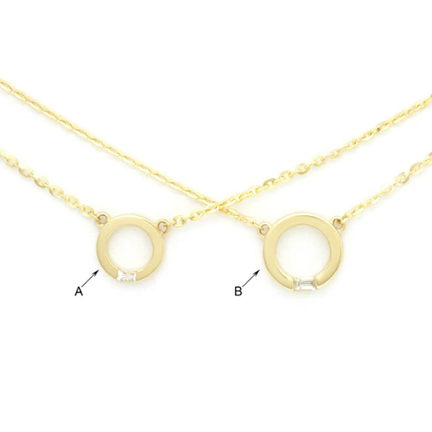 Circle Shape Baguette Diamond Necklace