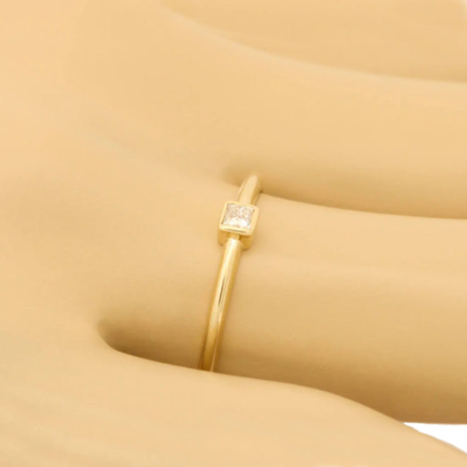 Solitaire Diamond Square Shape Ring