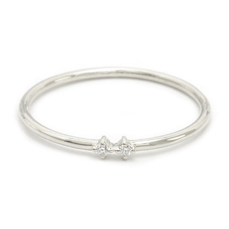 14K White Gold Diamond Stackable Ring