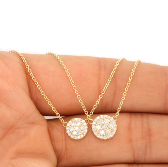 Circle Round Halo Diamond Necklace