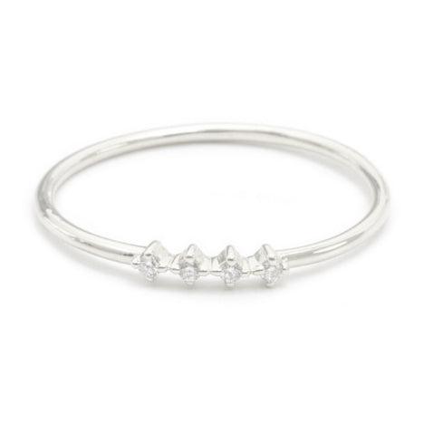 14K White Gold Diamond Stackable Ring