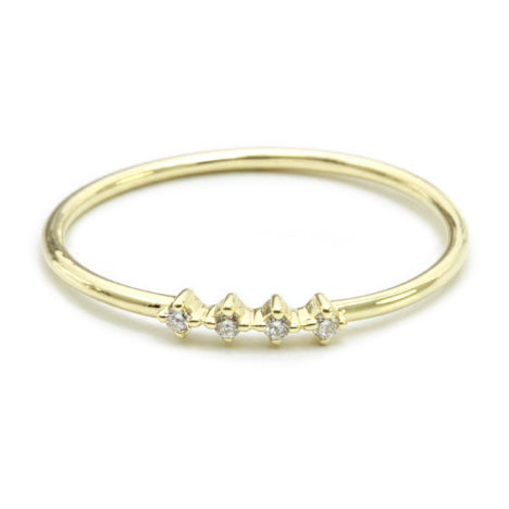 14K Yellow Gold Diamond Stackable Ring