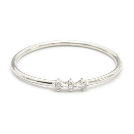 14K White Gold Diamond Stackable Ring