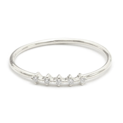 14K White Gold Diamond Stackable Ring